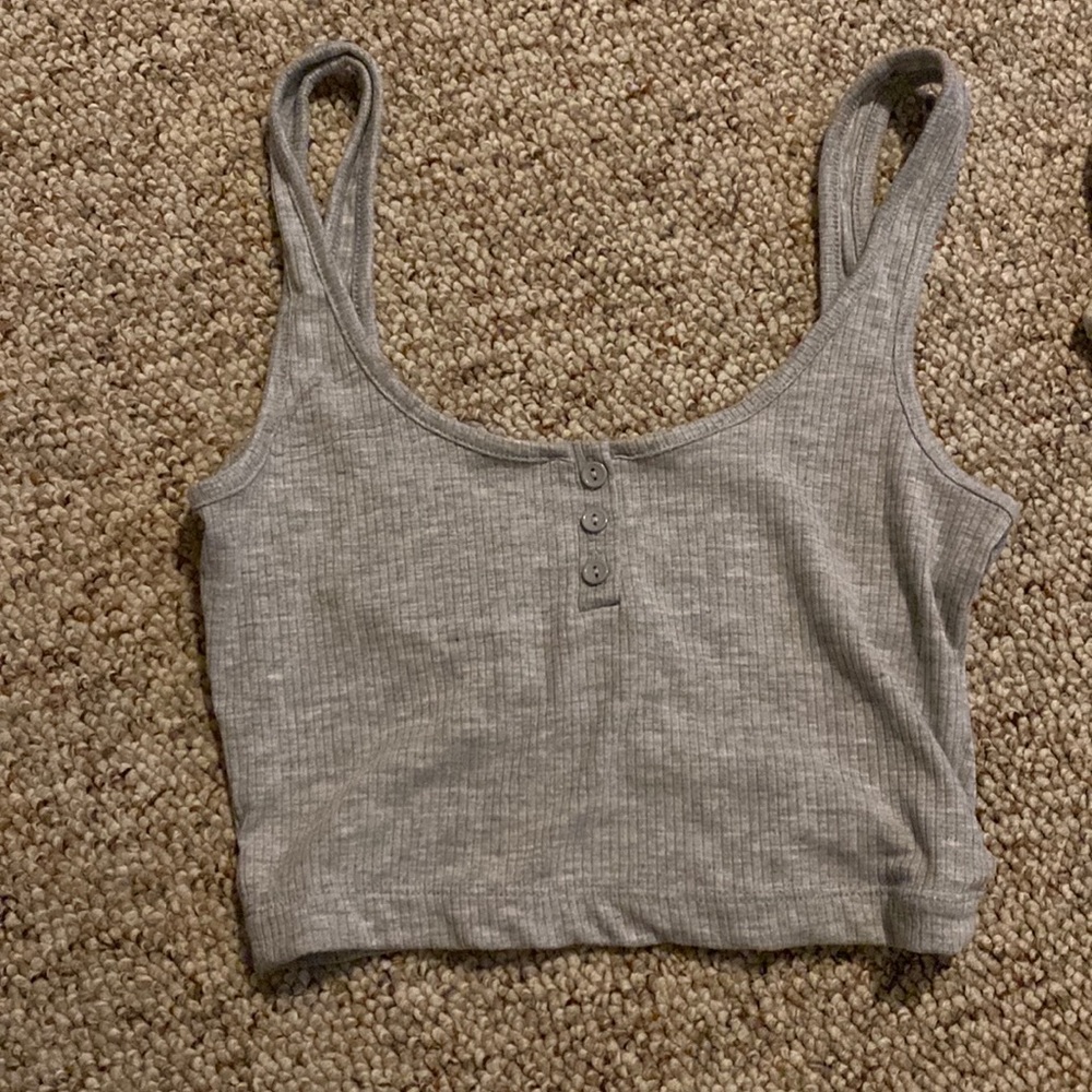 Grey ribbed tank top